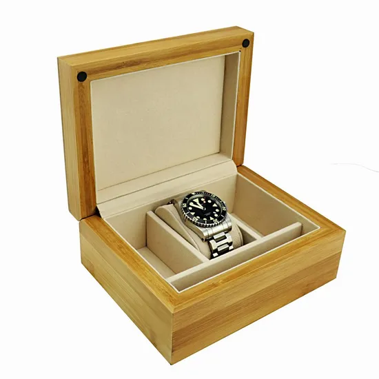 Caja de regalo de joyería de madera con acabado mate marrón Caja de reloj de embalaje personalizada