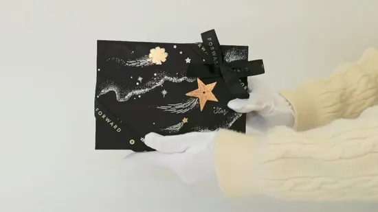 Caja de embalaje de regalo de cumpleaños a prueba de agua de color negro de lujo con cinta