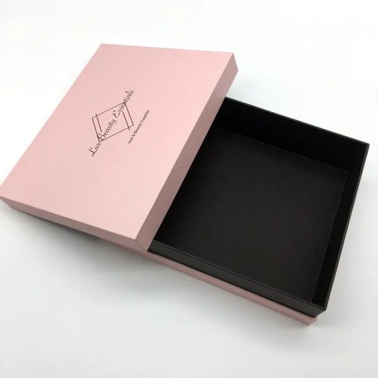 Caja de regalo de joyería de extensión de cabello de embalaje de regalo de lujo rosa personalizado Pardboard