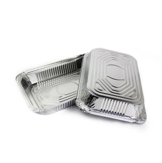 Engrosado 500 800 1000ml Caja de almuerzo de papel de aluminio Astilla / Caja de embalaje cuadrada redonda dorada con tapa Contenedor de comida de aluminio para llevar para hornear pasteles de sushi